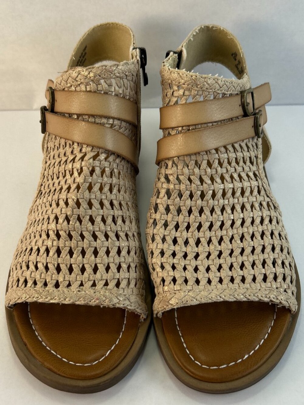 Blowfish Malibu Dream Gladiator Sandal Womens 8.5 Metallic Gold Flat Casual Boho